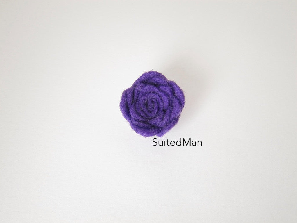 Lapel Flower, Felt, Rosebud, Purple (Limited) - SuitedMan