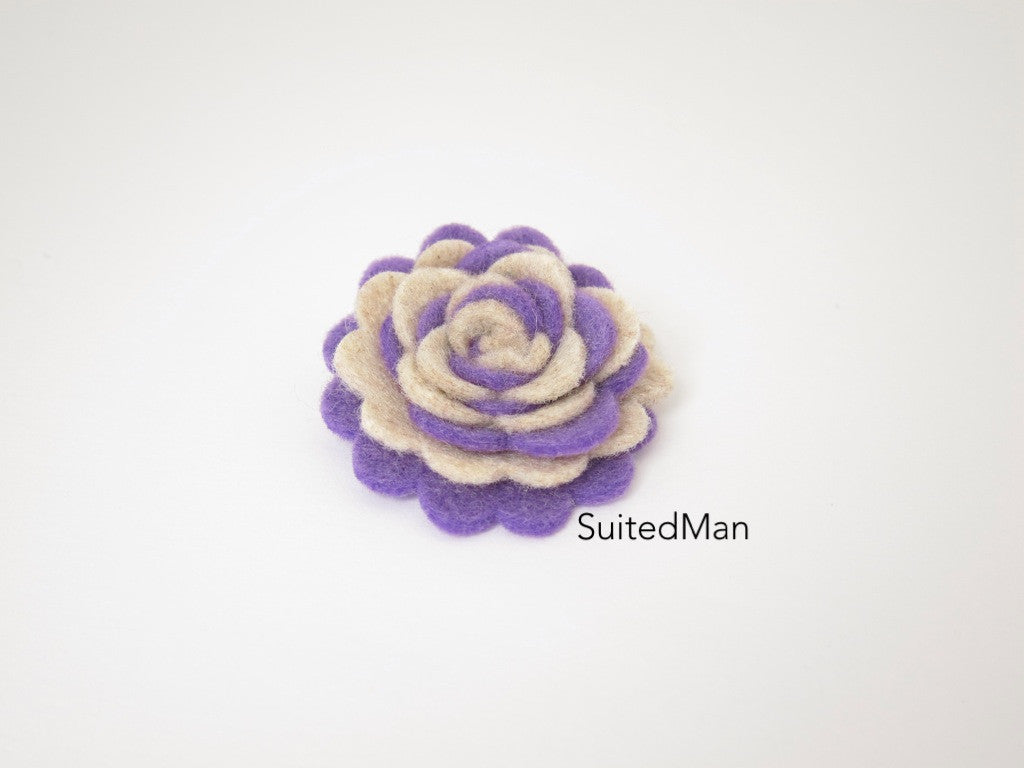 Lapel Flower, Felt, Two Tone, Burlap/Lavender Colorway - SuitedMan
