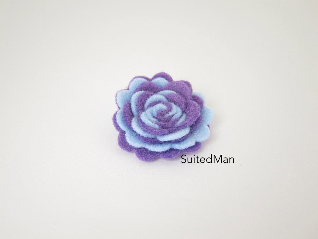 Lapel Flower, Felt, Two Tone, Baby Blue/Lavender Colorway - SuitedMan