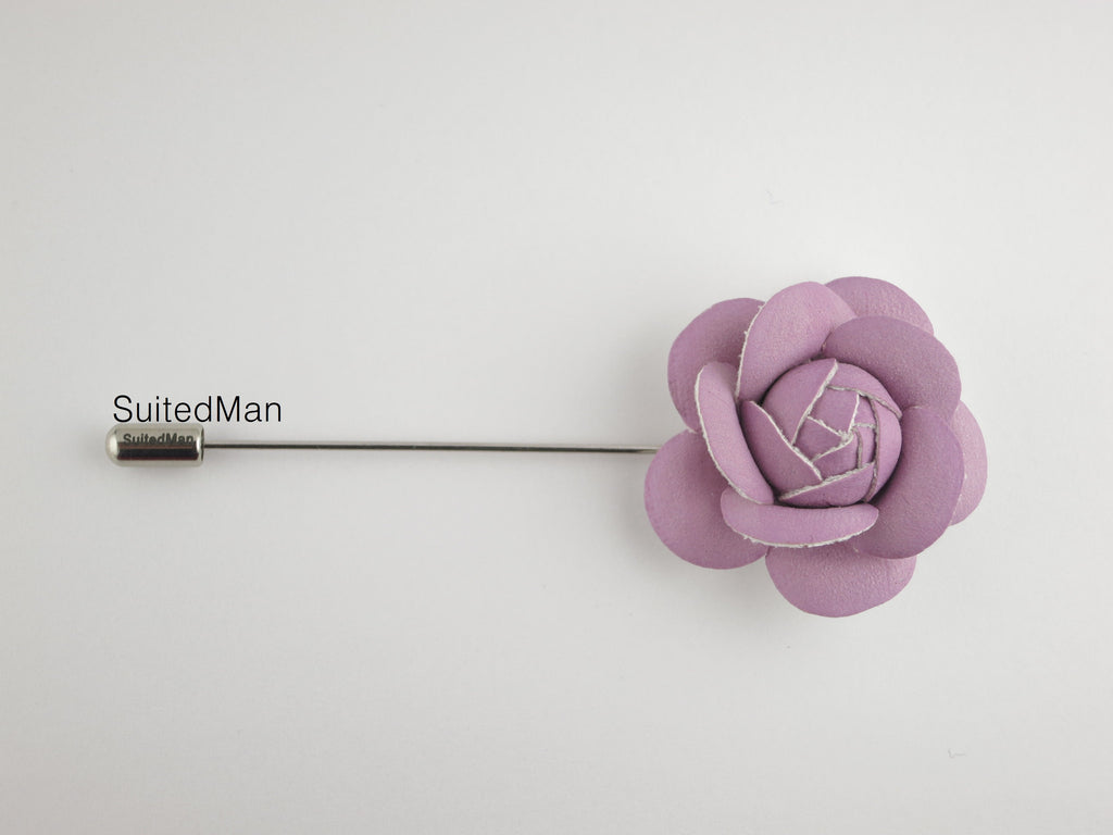 Lapel Flower, Petite Leather Camellia, English Rose - SuitedMan