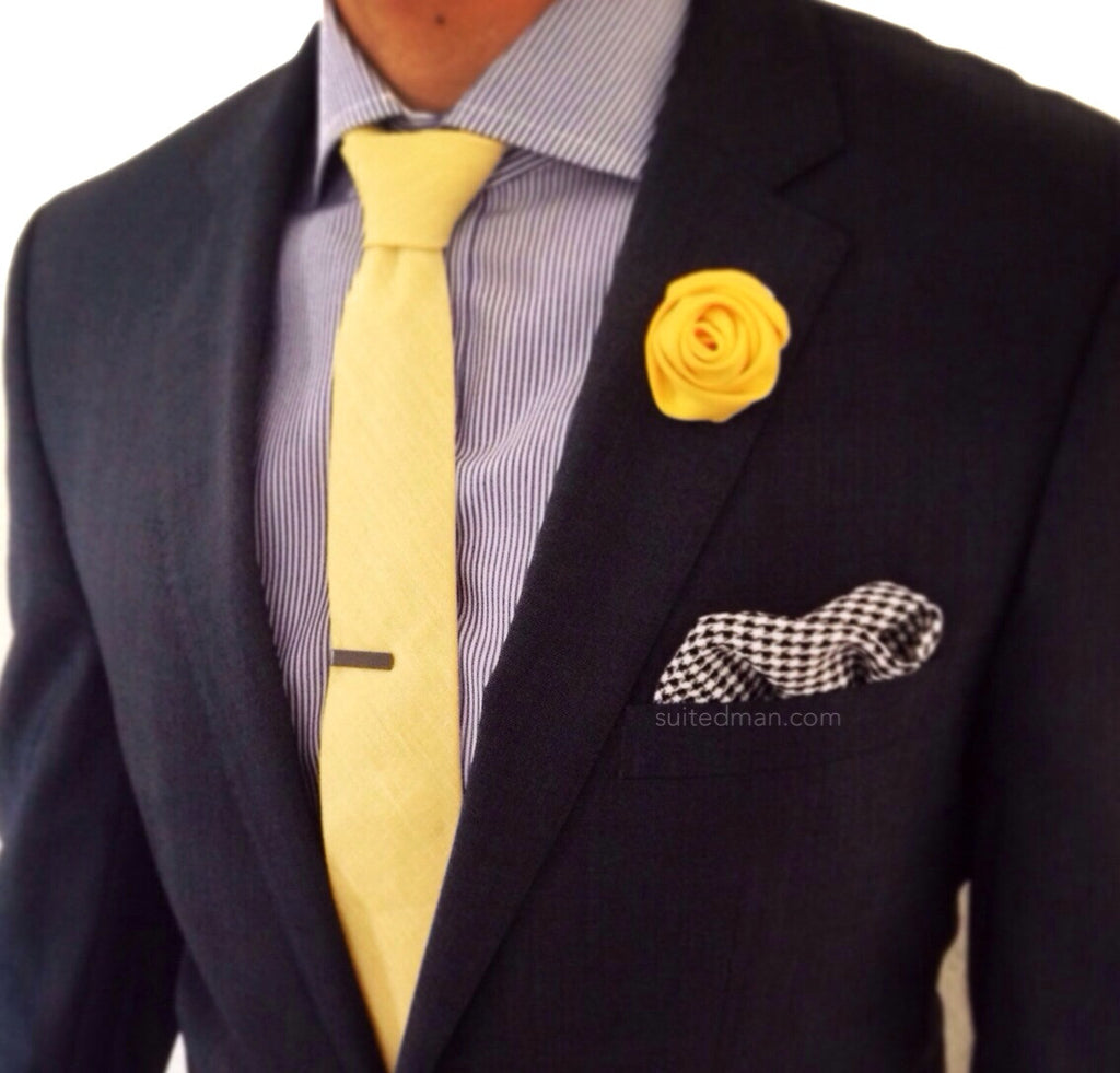 Pocket Square, Tesse, Black with Red Embroidered Edge - SuitedMan