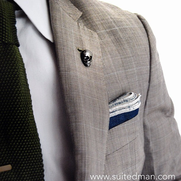 Lapel Pin, Skull, Slate - SuitedMan