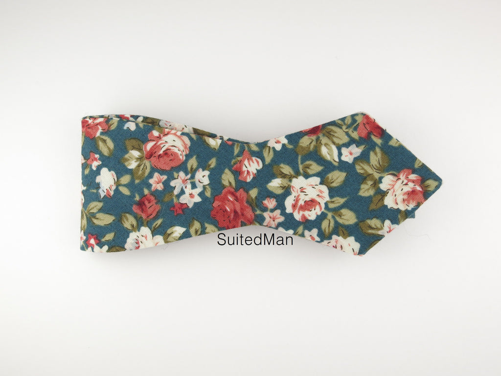 Floral Bow Tie, Antique Rose, Pointed End - SuitedMan