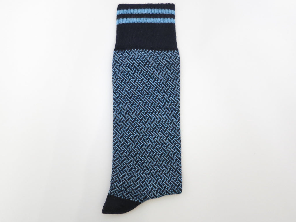 Socks, Basketweave, Blue - SuitedMan