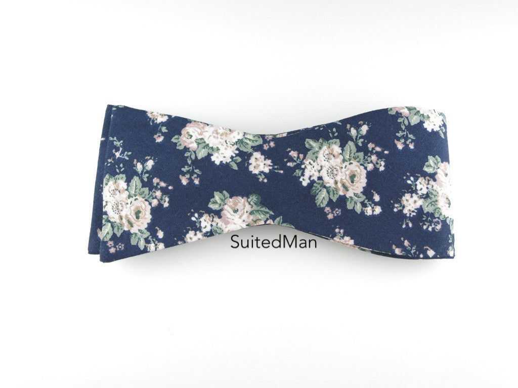 Floral Bow Tie, Vintage Bloom, Flat End - SuitedMan