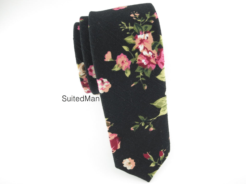 Floral Tie, Petite Rose Noir - SuitedMan