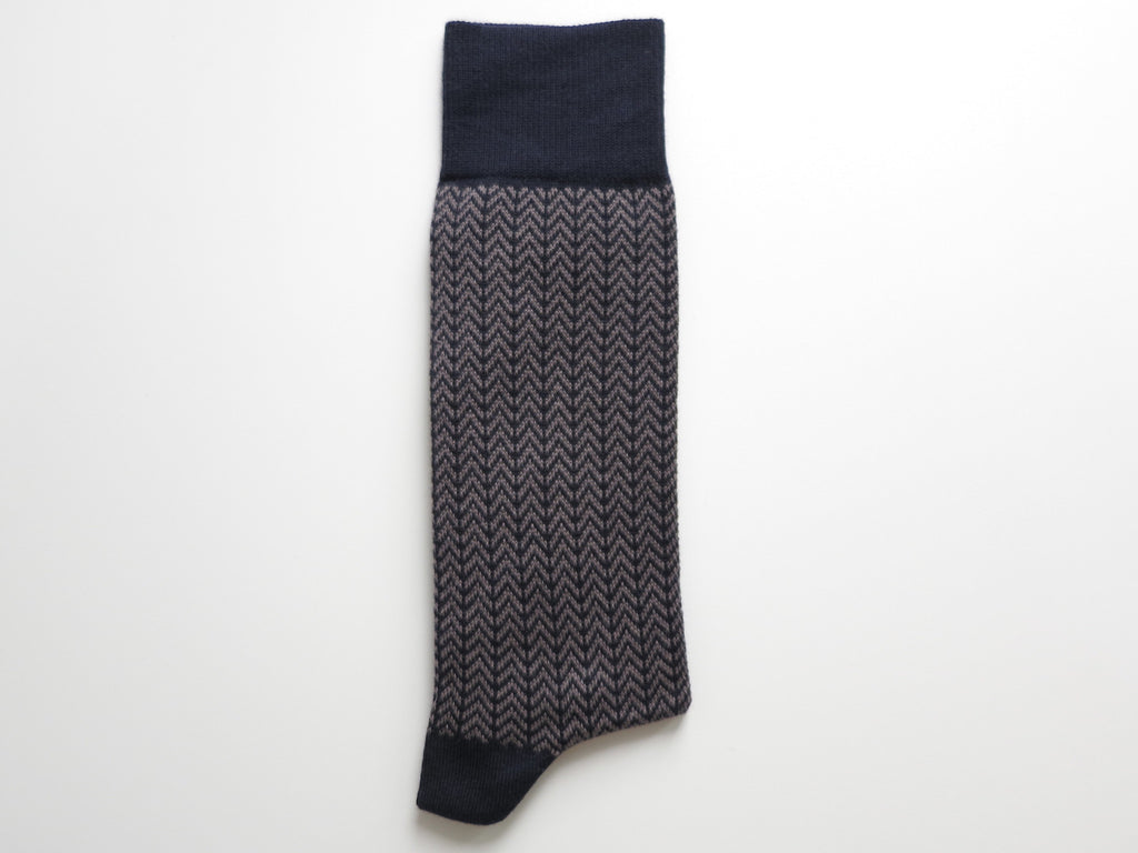 Socks, Herringbone, Vintage Navy/Gray - SuitedMan