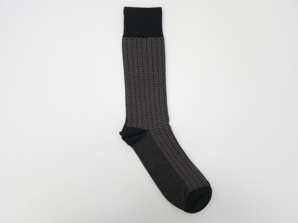 Socks, Herringbone, Vintage Navy/Gray - SuitedMan
