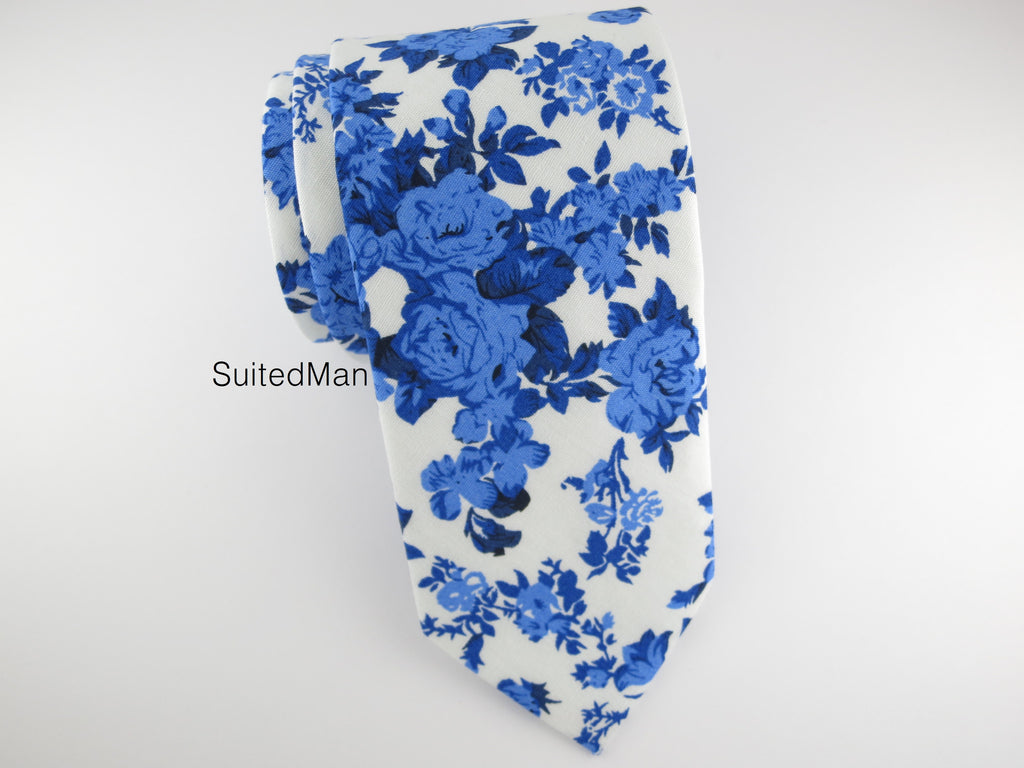 Floral Tie, Blue Porcelain - SuitedMan