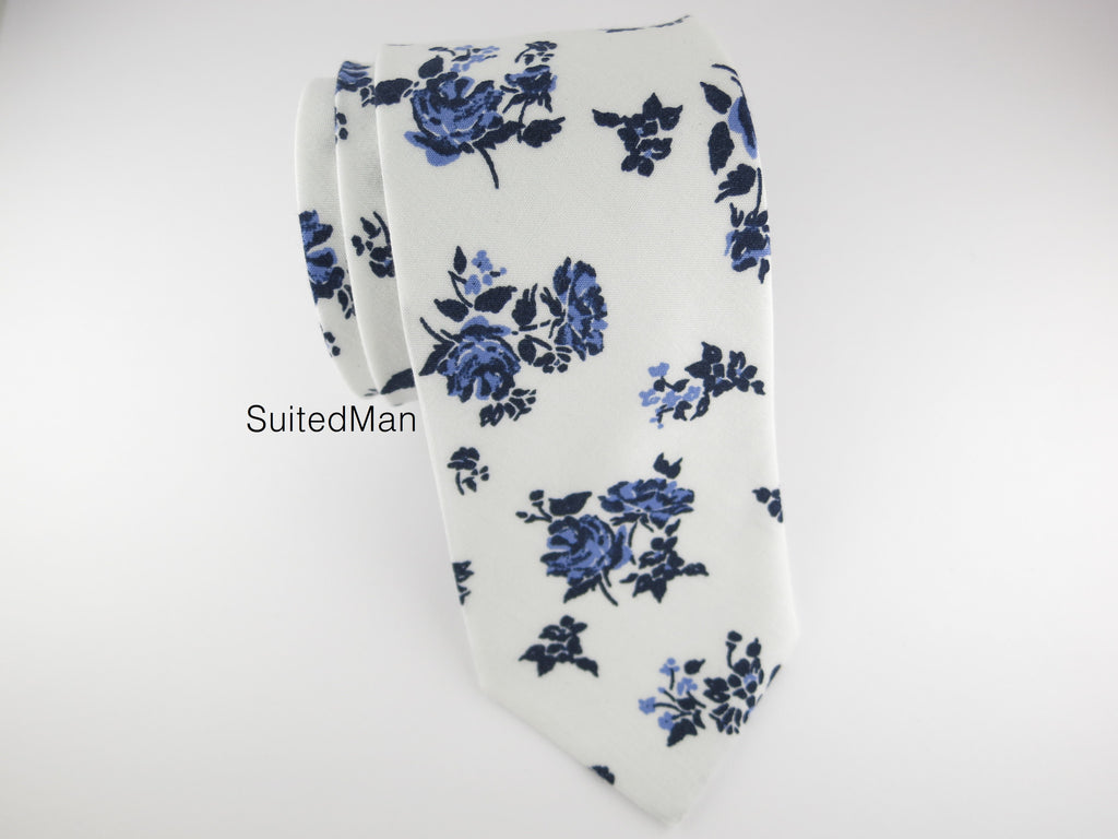 Floral Tie, Blue Violet Rose - SuitedMan