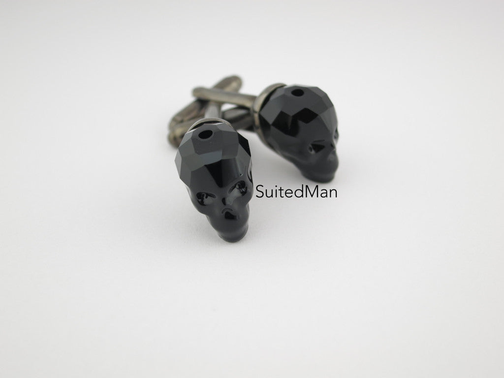 Crystal Skull Cufflinks, Onyx - SuitedMan