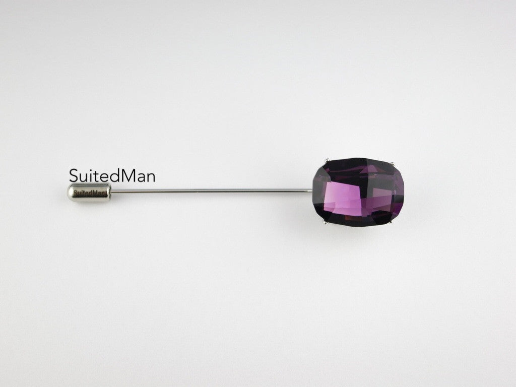 Crystal Lapel Pin, Amethyst - SuitedMan