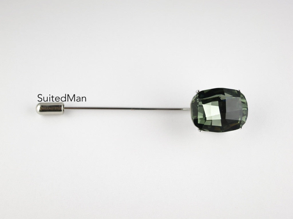 Crystal Lapel Pin, Smoke Diamond - SuitedMan