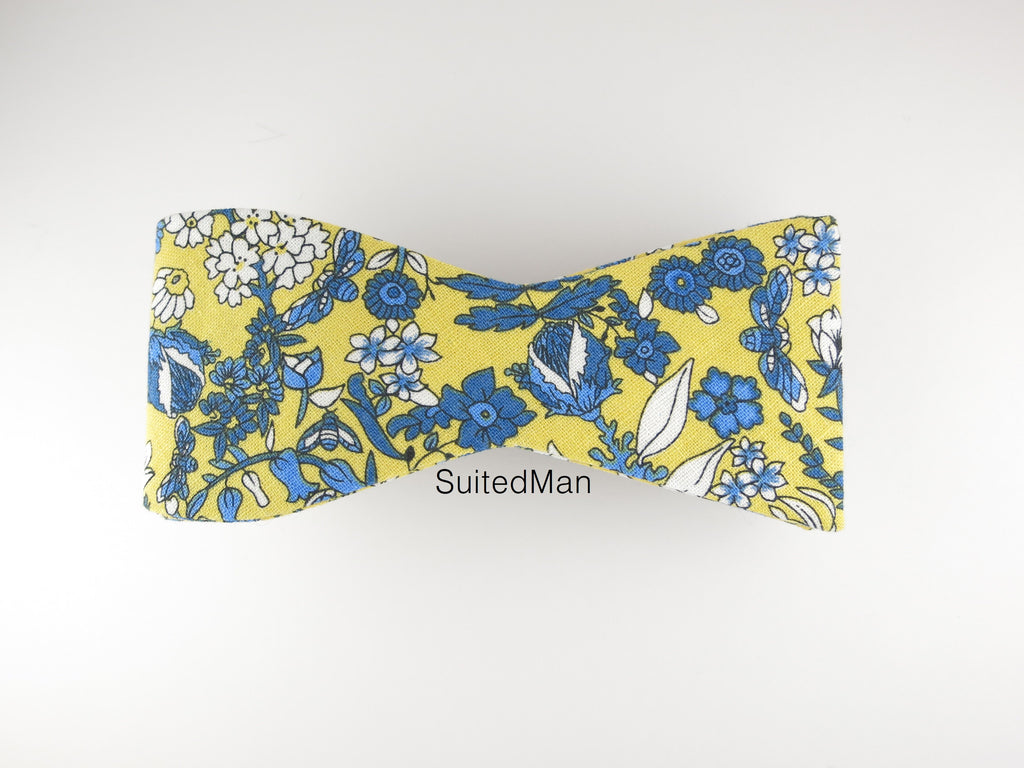 Floral Bow Tie, Canary, Flat End - SuitedMan