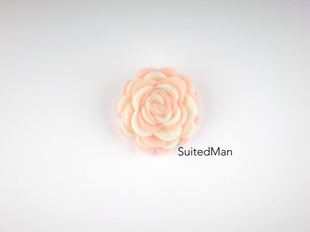 Lapel Flower, Felt, Two Tone, Peaches and Cream Colorway (Limited) - SuitedMan