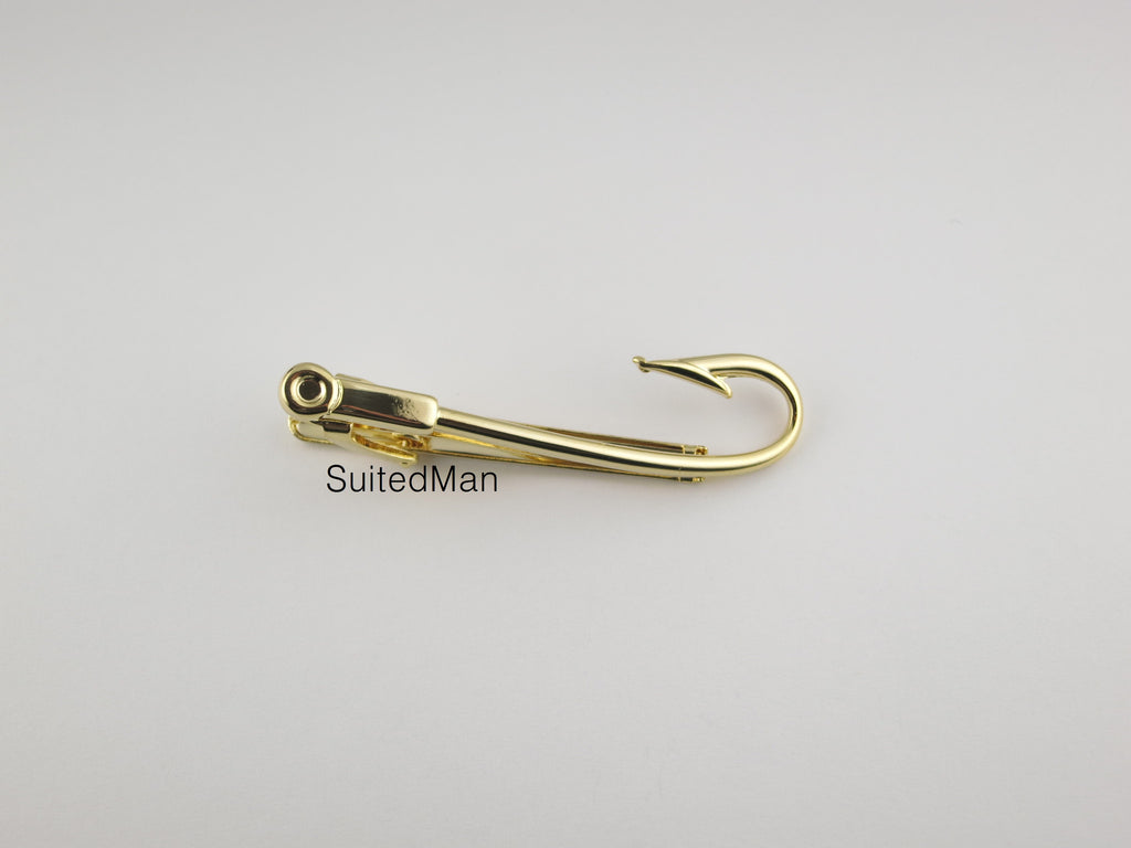 Hook Tie Clip, Gold - SuitedMan