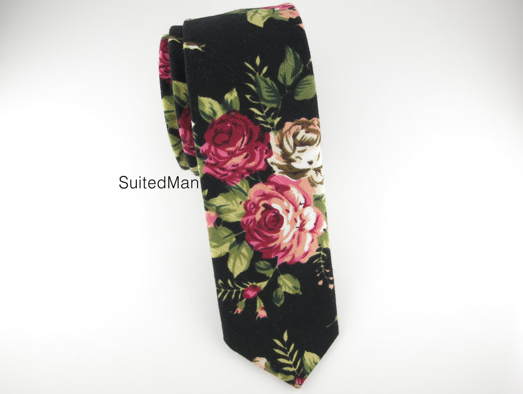 Floral Tie, Rose Noir en Bloom - SuitedMan