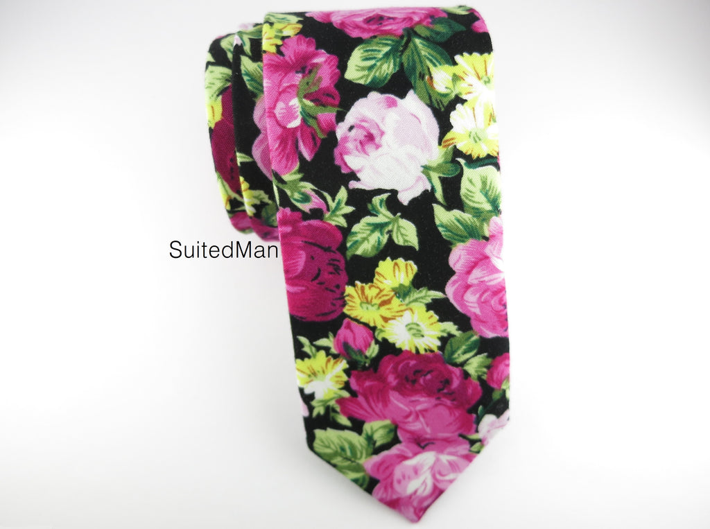 Floral Tie, Red Fuchsia - SuitedMan