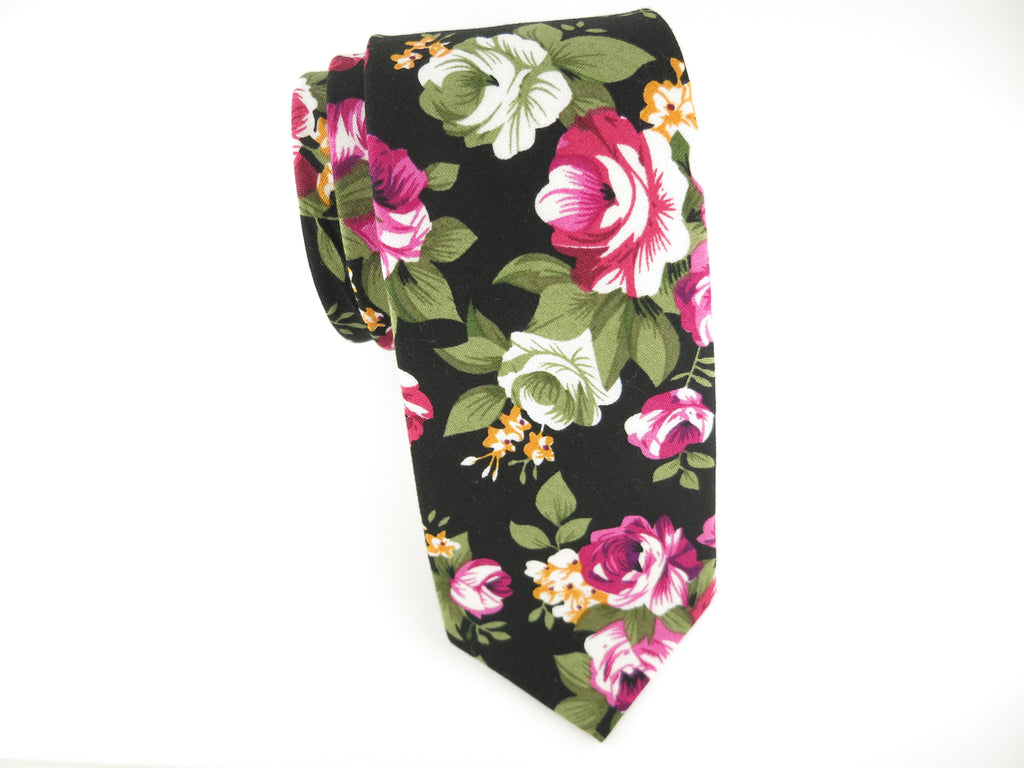 Floral Tie, Fuchsia Noir - SuitedMan
