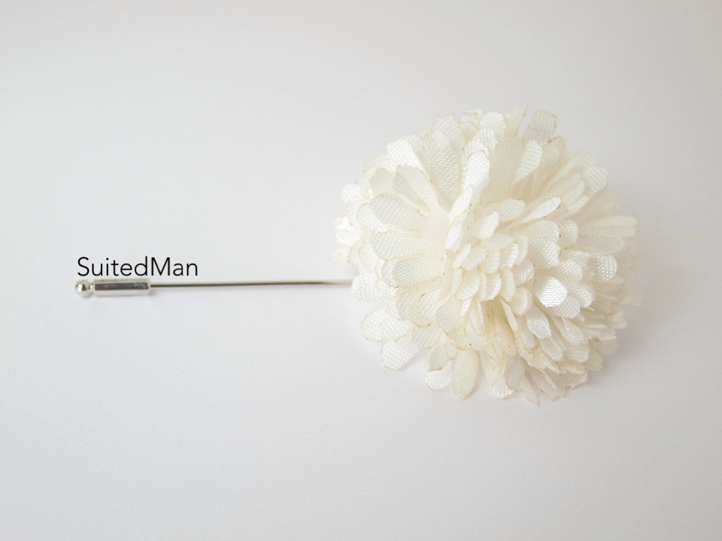 Lapel Flower, Ball, White - SuitedMan