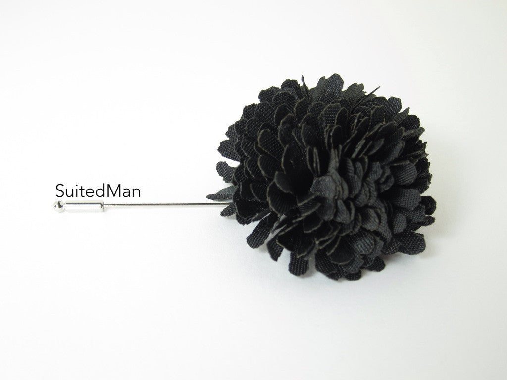 Lapel Flower, Ball, Black - SuitedMan