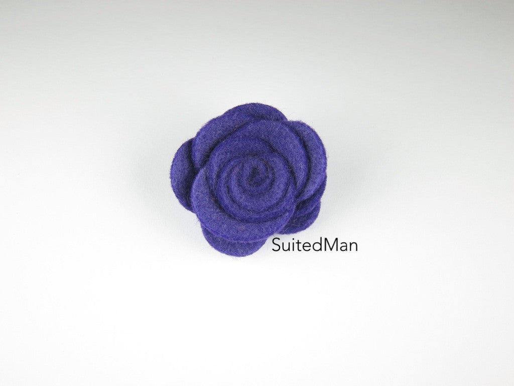 Lapel Flower, Felt, Rose, Purple - SuitedMan