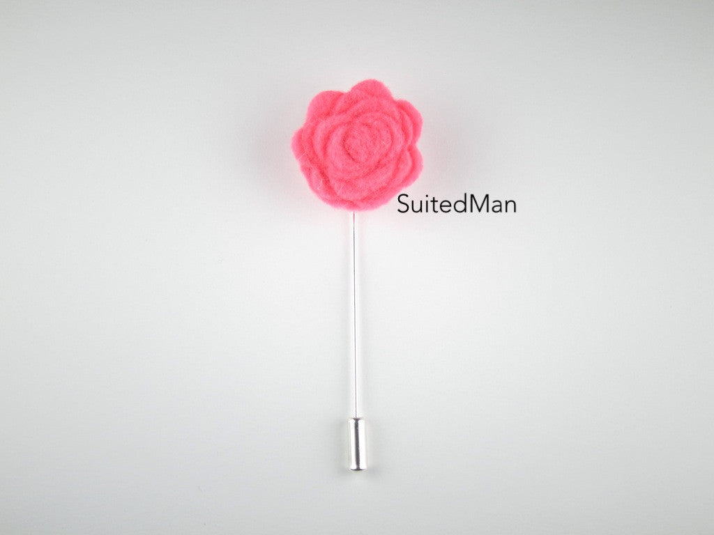 Pin Lapel Flower, Felt, Rosette, Bubble Gum - SuitedMan