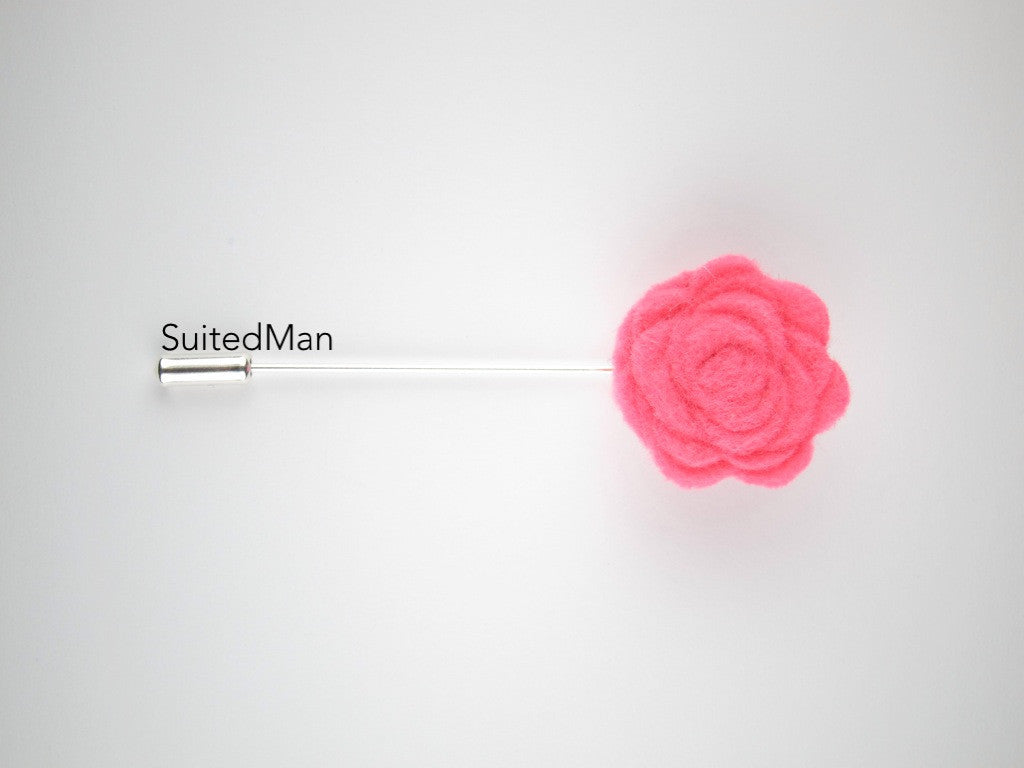 Pin Lapel Flower, Felt, Rosette, Bubble Gum - SuitedMan