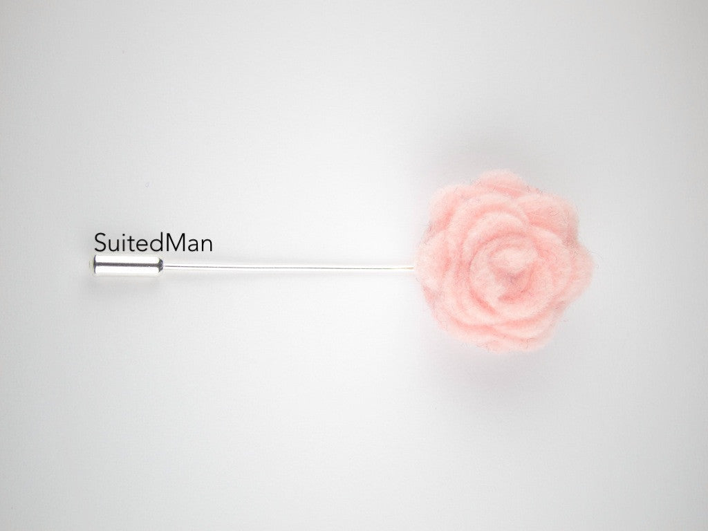 Pin Lapel Flower, Felt, Rosette, Light Pink - SuitedMan