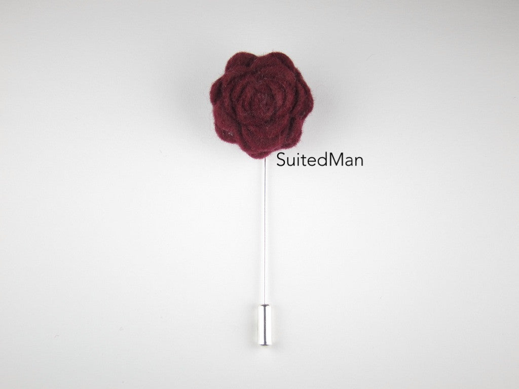 Pin Lapel Flower, Felt, Rosette, Brandy - SuitedMan