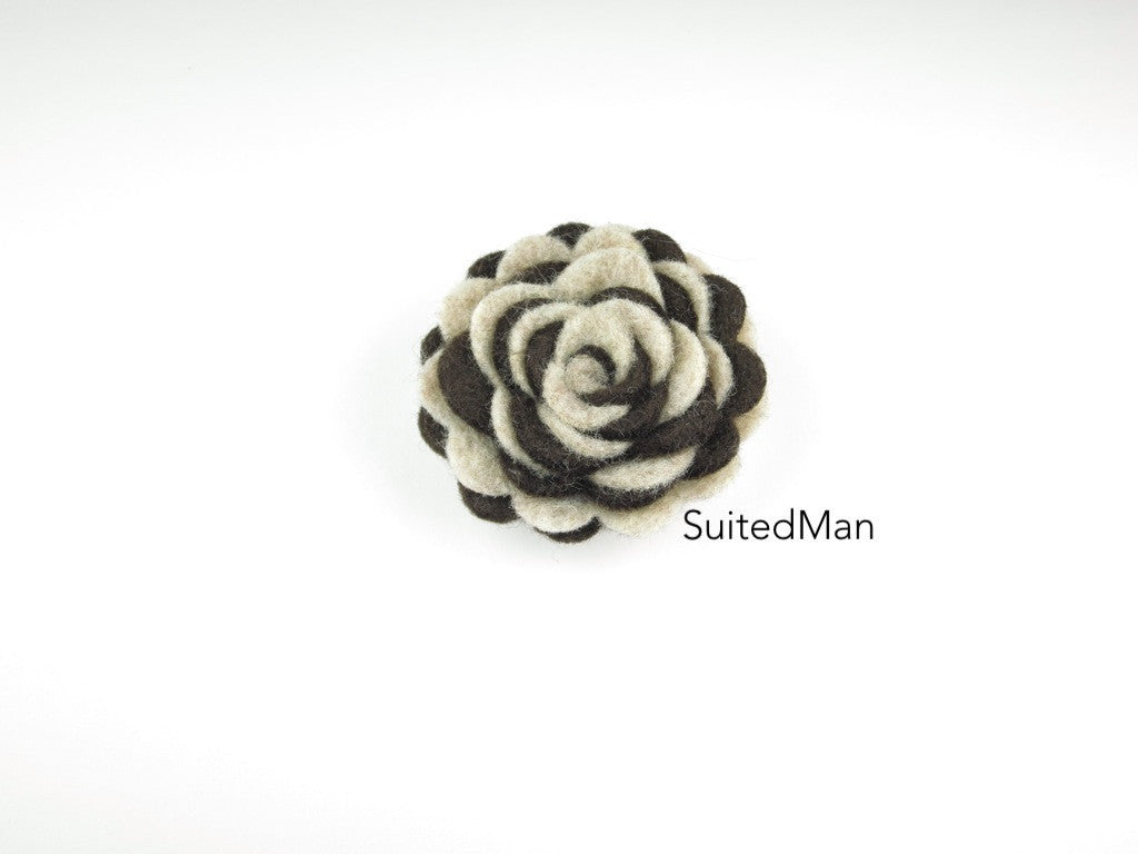 Lapel Flower, Felt, Two Tone, Burlap/Brown Colorway - SuitedMan