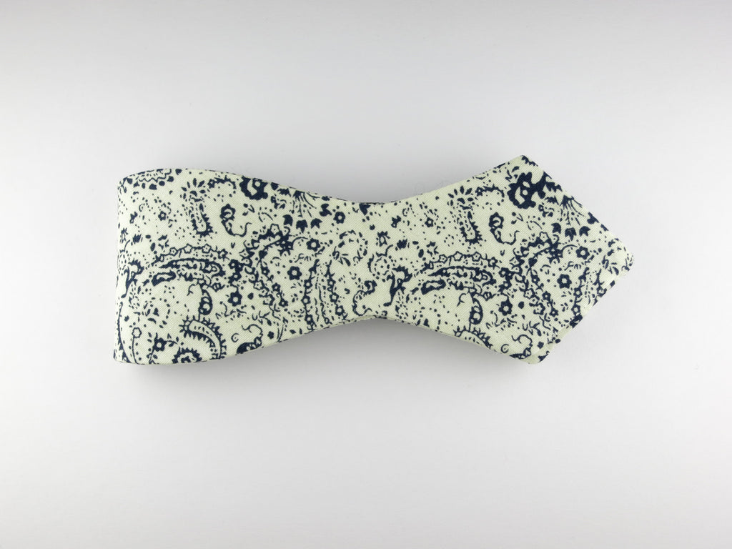 Bow Tie, Paisley Scroll, Navy, Pointed End - SuitedMan