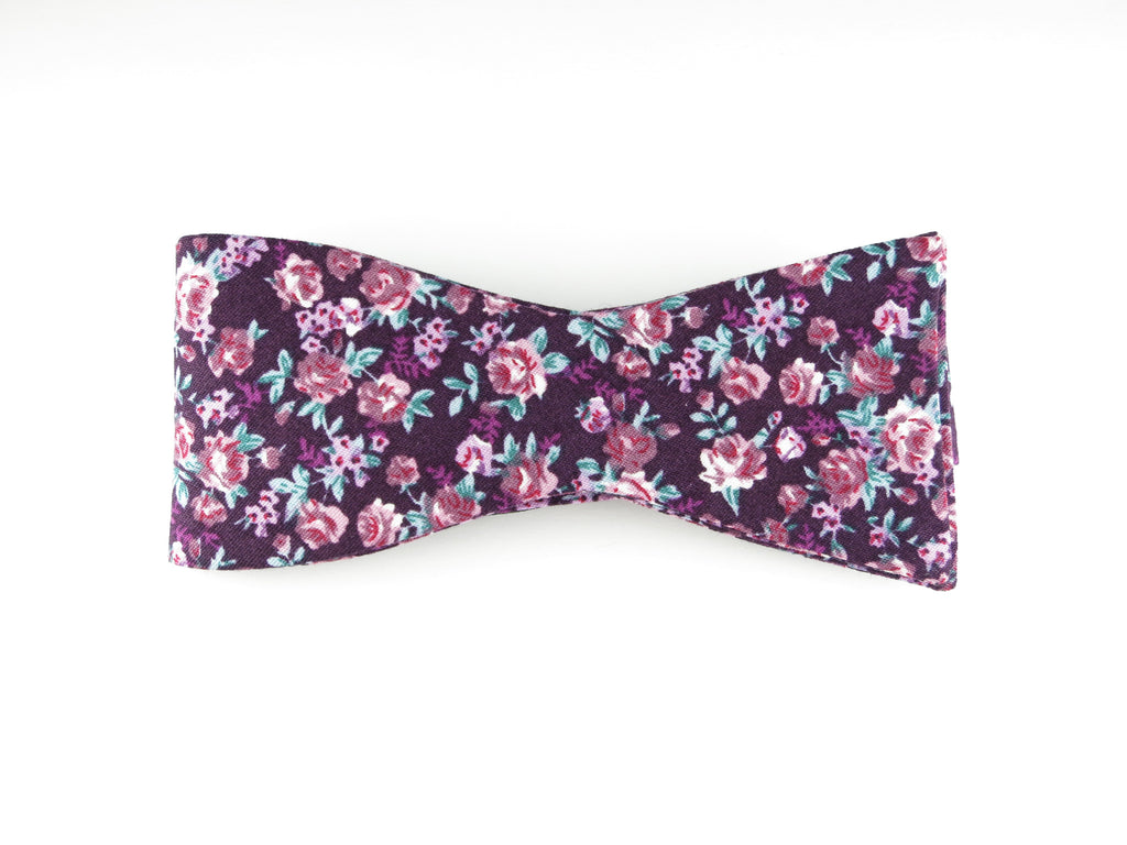 Floral Bow Tie, Mille Fleurs, Flat End - SuitedMan