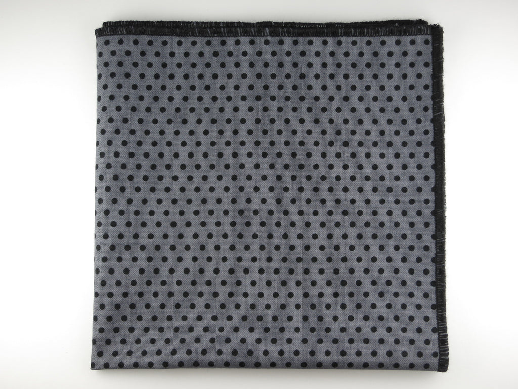 Pocket Square, Polka Dots, Gray/Black - SuitedMan
