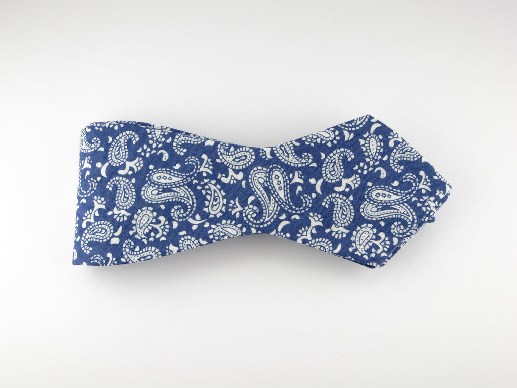 Bow Tie, Vintage Blue Paisley, Pointed End - SuitedMan