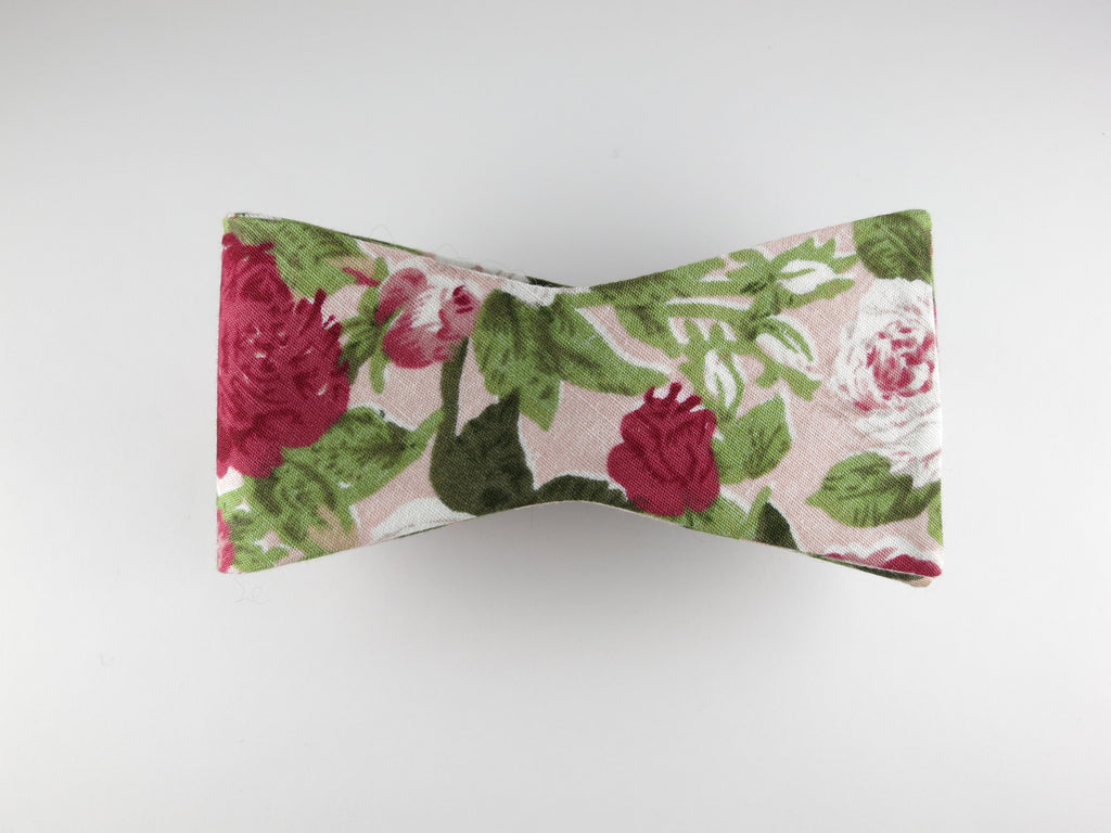 Floral Bow Tie, Shades of Pink, Flat End - SuitedMan