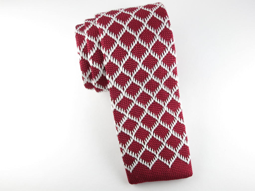Knit Tie, Red Diamond - SuitedMan