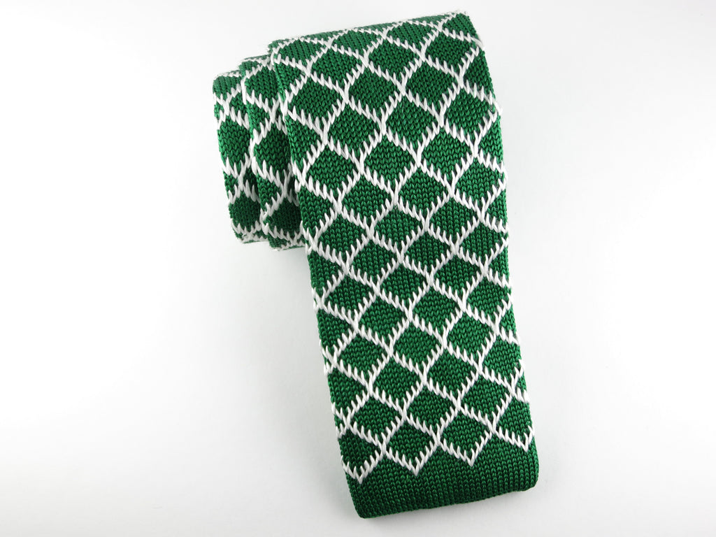 Knit Tie, Green Diamond - SuitedMan
