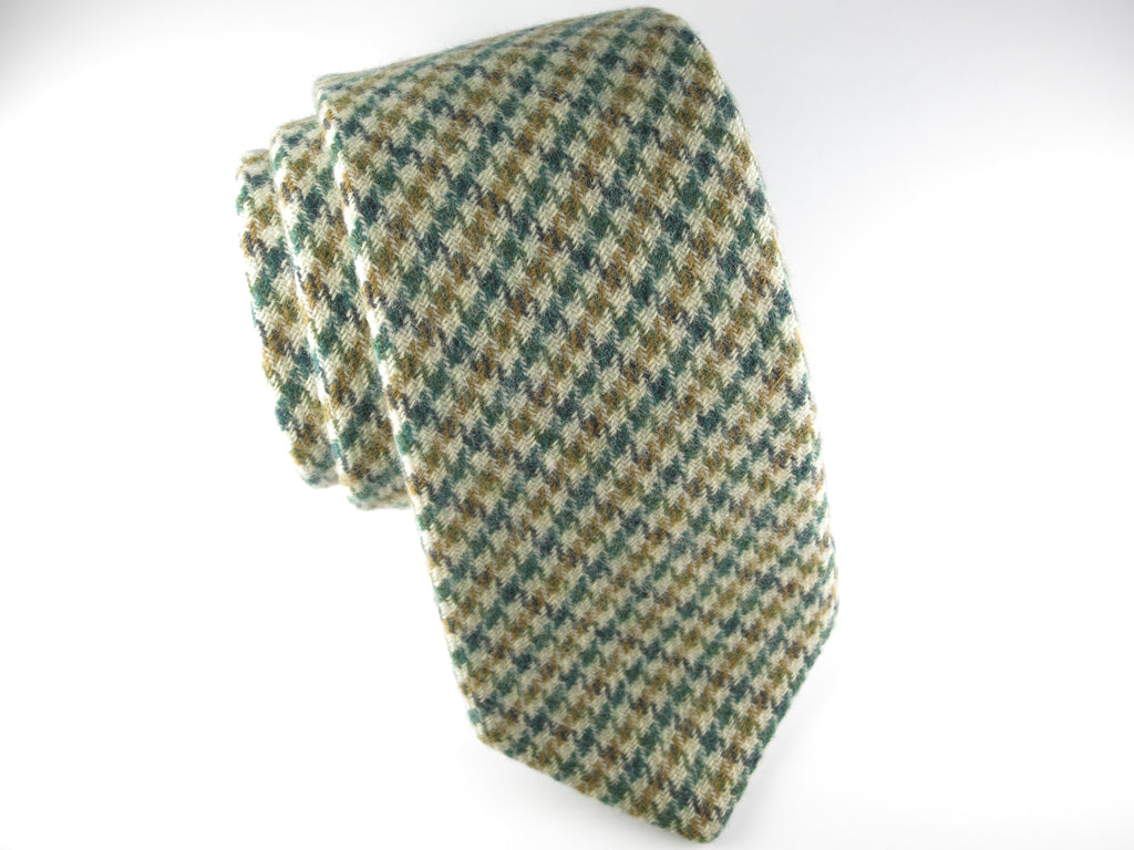 SuitedMan D'Italia Tie, Houndstooth, Green/Tan - SuitedMan