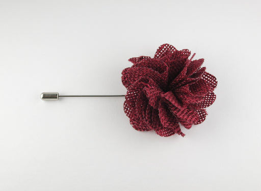 Pin Lapel Flower, Burlap, Scarlet - SuitedMan