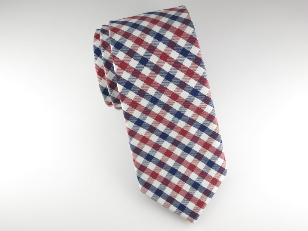 Tie, Gingham, Red/Blue - SuitedMan