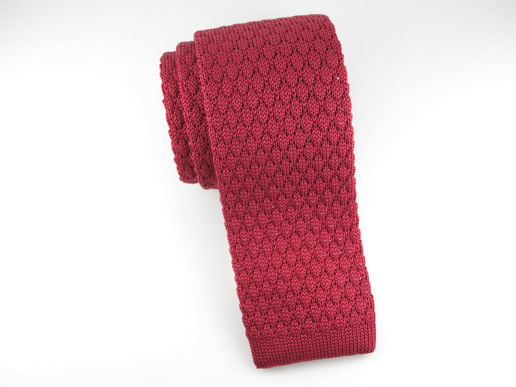 Knit Tie, Textured, Red - SuitedMan