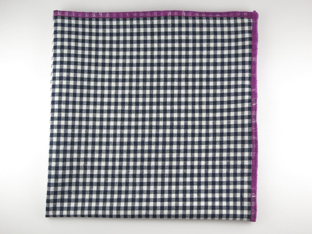 Pocket Square, Gingham, Navy/Plum - SuitedMan