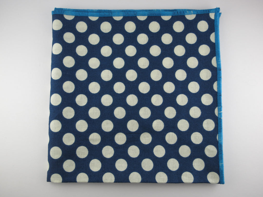 Pocket Square, Dots, Navy/Cream - SuitedMan