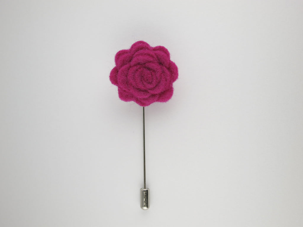 Pin Lapel Flower, Felt, Rosette, Magenta - SuitedMan