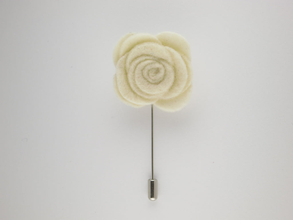Pin Lapel Flower, Felt, Rose, Cream - SuitedMan