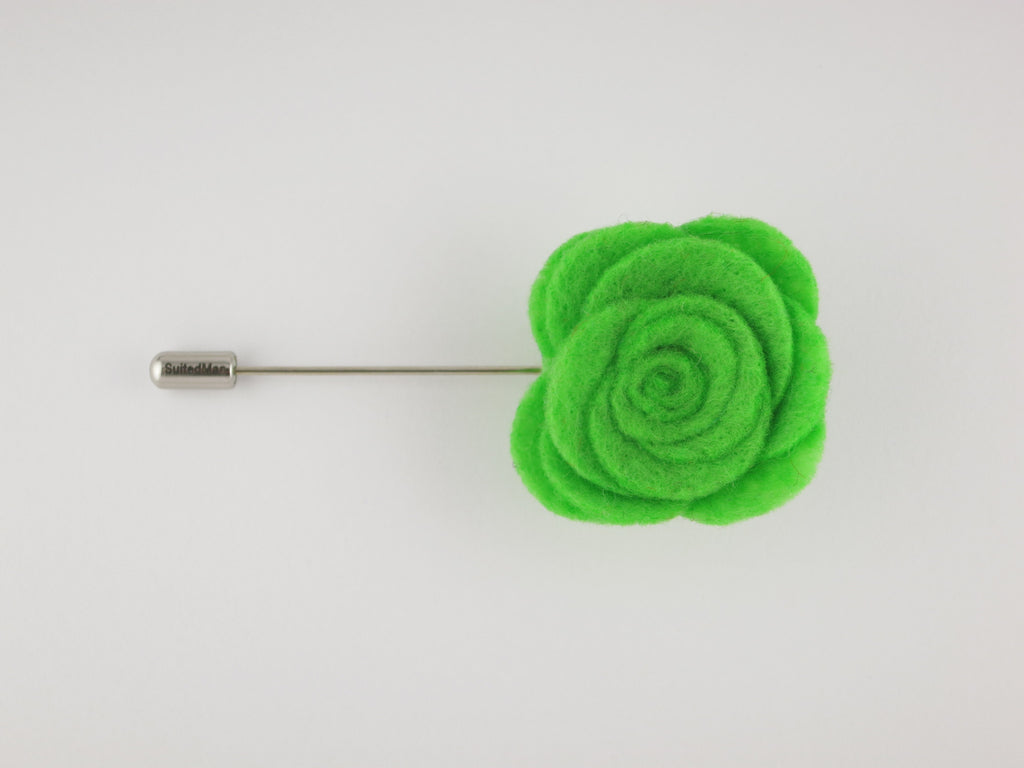 Pin Lapel Flower, Felt, Rose, Spring Green - SuitedMan