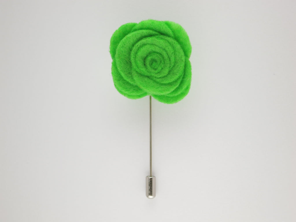 Pin Lapel Flower, Felt, Rose, Spring Green - SuitedMan
