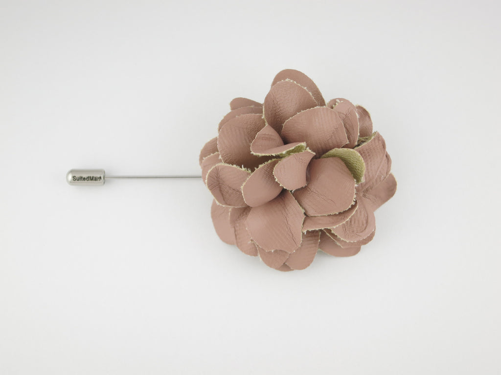 Lapel Flower, Leather, Vintage Rose - SuitedMan