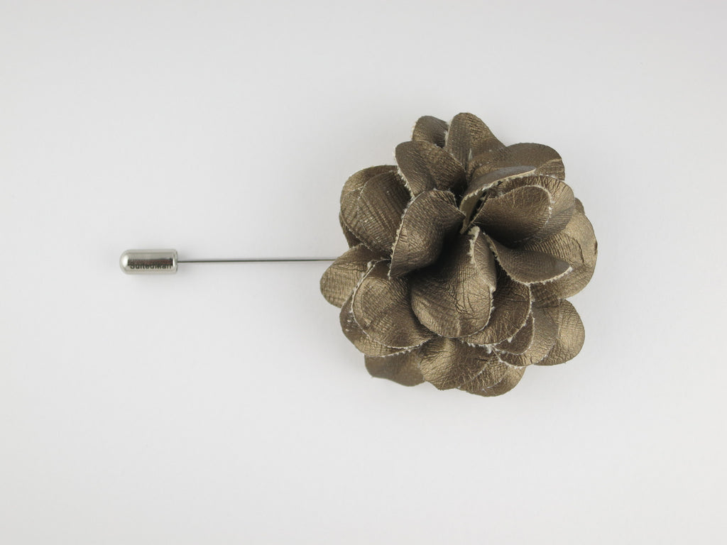 Lapel Flower, Leather, Bronze - SuitedMan